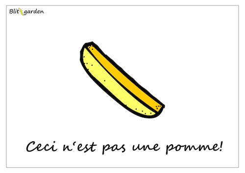 Cartoon: Pommes (medium) by Oliver Kock tagged kunst,pommes,magritte,cartoon,nick,blitzgarden