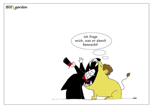 Cartoon: Sinn und Zweck (medium) by Oliver Kock tagged zirkus,löwe,dompteur,beruf,berufung,sinn,zweck,cartoon,blitzgarden,verständnis