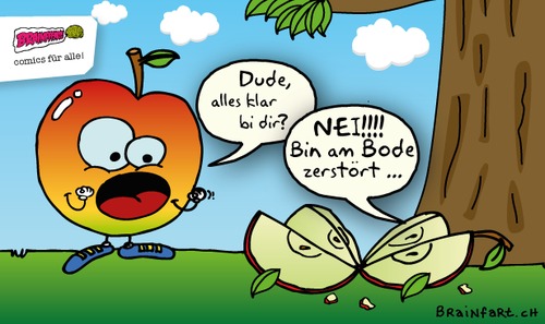 Cartoon: Ein schlechter Apfel-Tag (medium) by BRAINFART tagged comic,cartoon,character,art,humor,lustig,witzig,zeichnung,drawing,fun,amazing,toonpool