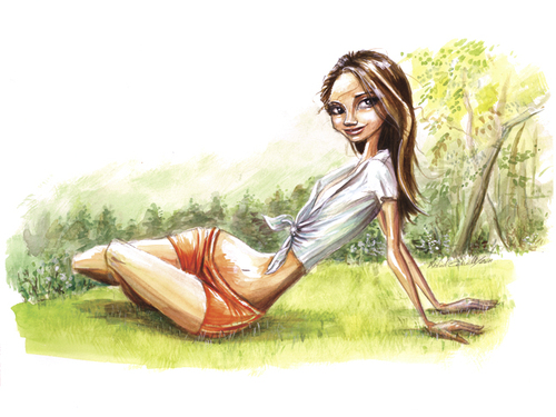 Cartoon: she said it was over (medium) by michaelscholl tagged grass,sitting,portrait,cartoon,woman