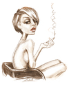 Cartoon: smoke break (small) by michaelscholl tagged woman cartoon sexy nude smoking
