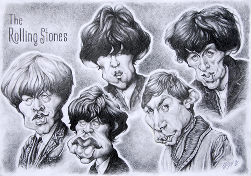 Cartoon: Rolling Stones 2 (medium) by Grosu tagged rolling,stones,rock,music,band