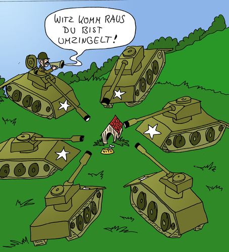 Cartoon: Witz komm raus (medium) by Wolfgang tagged witz,hund,panzer,hundehütte