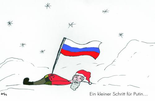Cartoon: Die Eroberung des Nordpols (medium) by Tobias Wolff tagged weihnachtsmann,schnee,nordpol,northpole,putin,russland,rusia,oil