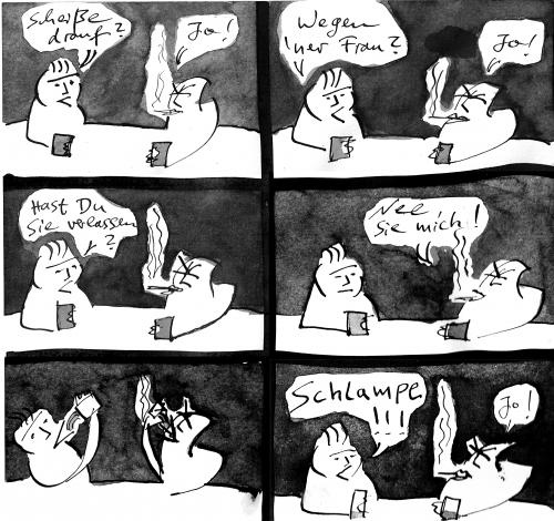 Cartoon: Freitagabend Bar (medium) by Tobias Wolff tagged bar,trinker,saufen,säufer,schlampe,männer