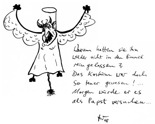 Cartoon: Papst (medium) by Tobias Wolff tagged papst,teufel,kostüm,religion,himmel