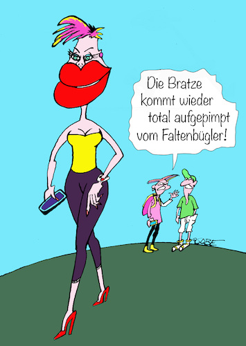 Cartoon: Maultasche (medium) by sobecartoons tagged schönheitswahn,eigenliebe,aufblasen,unnatürlich,schönheitswahn,eigenliebe,aufblasen,unnatürlich