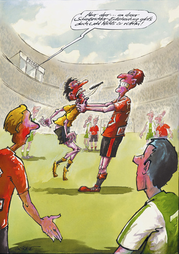Cartoon: Schiedsrichterentscheidung (medium) by sobecartoons tagged ausraster,fußballkravalle,egotripp,entscheidungshilfe,unsportlich,imageschaden,pfeifenallergie