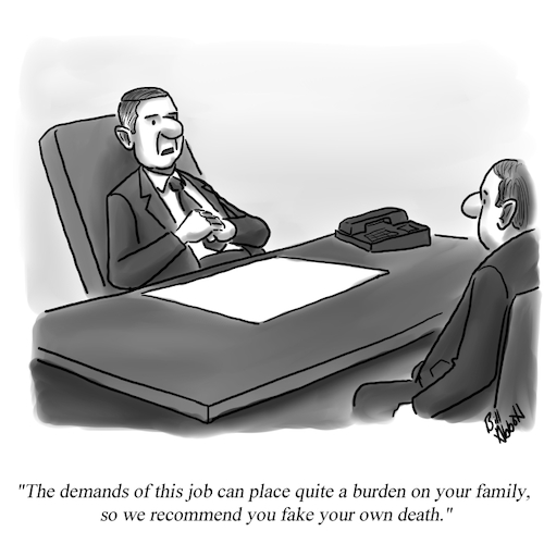 Cartoon: Fake Death (medium) by Billcartoons tagged business,work,boss,job,career,management,leadership