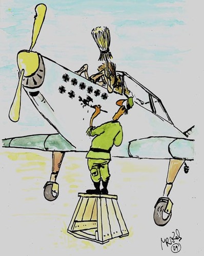 Cartoon: Pilot (medium) by Mirek tagged war,witch,airplane
