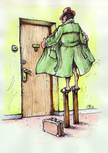 Cartoon: its me (medium) by Liviu tagged man,door,bell,