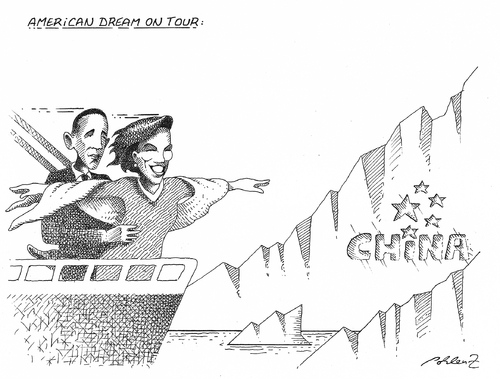 Cartoon: China (medium) by Pohlenz tagged obama,michelle,china,titanic,barack obama,ehe,partnerschaft,michelle,china,usa,präsident,amerika,barack,obama