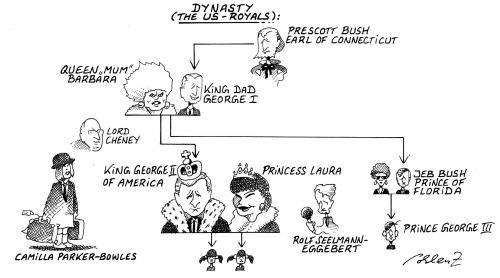 Cartoon: Dynasty (medium) by Pohlenz tagged usa,george,bush,president,white,house,usa,george,bush,präsident,weisse,haus,stammbaum,dynastie,amerika,george bush
