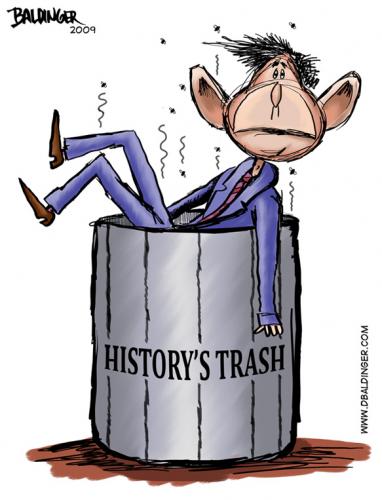 Cartoon: Historys Trash (medium) by dbaldinger tagged bush,texas,president,usa,garbage,trash