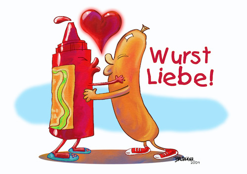 Cartoon: Sausage Love (medium) by dbaldinger tagged currywurst,food,berlin,street,vendor,sausage,currywurst,food,berlin,street,vendor,sausage