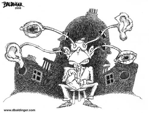 Cartoon: US Homeland Security (medium) by dbaldinger tagged big,brother,government,bush,spy,rights,