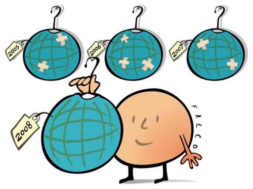 Cartoon: 2008 new clothe (medium) by alexfalcocartoons tagged world,enviroment,