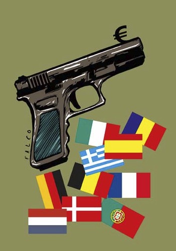 Cartoon: eurogun (medium) by alexfalcocartoons tagged eurogun