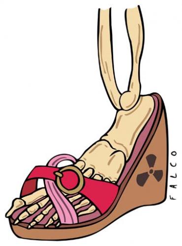 Cartoon: Mortal shoe (medium) by alexfalcocartoons tagged nuclear,dead,bone,shoes,