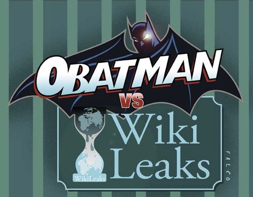 Cartoon: Obatman vs WikiLeaks (medium) by alexfalcocartoons tagged wikileaks