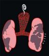 Cartoon: contamination (small) by alexfalcocartoons tagged contamination,lungs,world,smog,