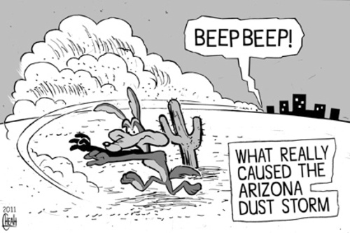 Cartoon: Arizona dust storm (medium) by sinann tagged dust,storm,giant,arizona,phoenix