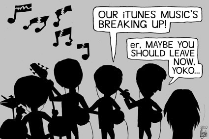 Cartoon: Beatles iTunes (medium) by sinann tagged beatles,itunes,music,yoko,ono