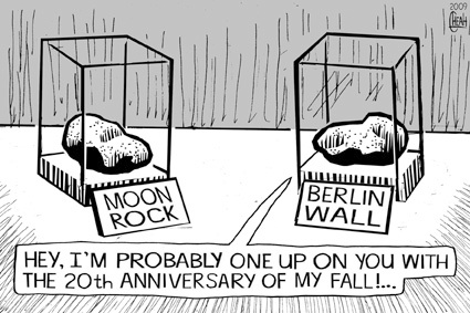 Cartoon: Berlin wall piece (medium) by sinann tagged berlin,wall,moon,rock,exhibition