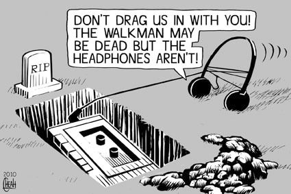 Cartoon: Death of Walkman (medium) by sinann tagged death,sony,walkman