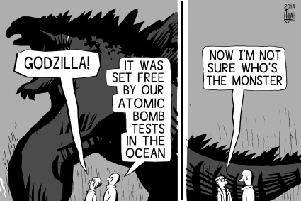 Cartoon: Godzilla (medium) by sinann tagged godzilla,monster,atomic,bomb,tests,ocean