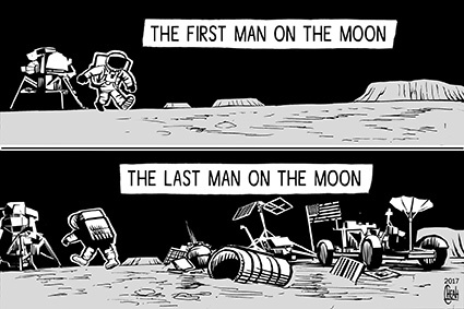 Cartoon: Last man on the moon (medium) by sinann tagged last,man,on,the,moon