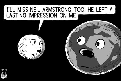 Cartoon: Neil Armstrong (medium) by sinann tagged neil,armstrong,miss,impression,moon,earth