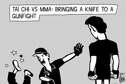 Cartoon: Tai Chi vs MMA (medium) by sinann tagged tai,chi,mma,mixed,martial,arts