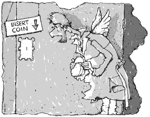 Cartoon: HEAVEN (medium) by ALEX gb tagged death,doors,poverty,coin,key,poor,heaven,paradise