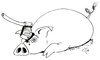 Cartoon: Volltreffer (small) by gothiel tagged schwein,slaughtered,butcher,cleaver,beil,hackbeil,schlachter,metzger,veganer,vegetarier