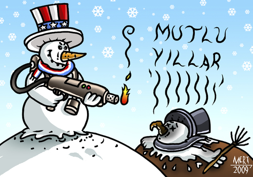 Cartoon: SNOWMAN (medium) by MERT_GURKAN tagged caricature,snowman