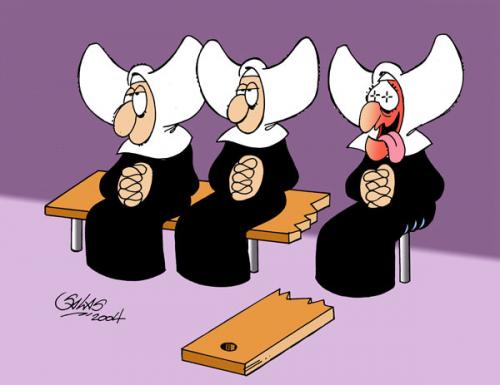 Cartoon: Nuns (medium) by Salas tagged orgasm,nun,