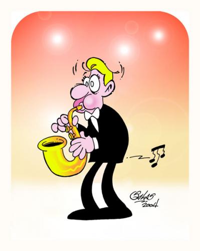Cartoon: Oops...! (medium) by Salas tagged music,saxo,surprise,