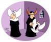 Cartoon: Nuns (small) by Salas tagged nun devil surprise 