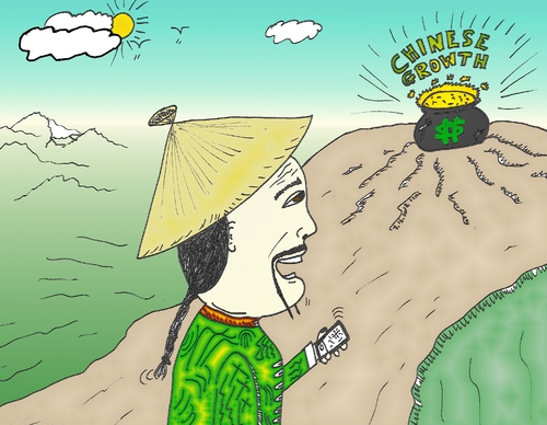 Cartoon: Chinese Growth (medium) by BinaryOptions tagged binary,option,trader,options,trading,caricature,china,chinese,growth,pot,gold,mobile,computer,technology,traditional,clothing,hat,optionsclick