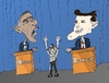 Cartoon: Caricature of Obama Romney (small) by BinaryOptions tagged president,barack,obama,governor,mitt,romney,united,states,america,american,political,policy,nfl,referee,media,caricature,editorial,business,comic,cartoon,optionsclick,binary,options,trader,option,trading,trade,finance,news