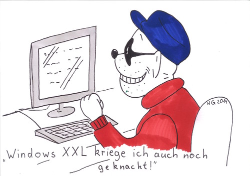 Cartoon: Computerknacker (medium) by heike gerber tagged computer,windows,microsoft,kriminalität,datenklau