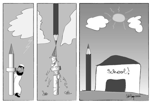 Cartoon: Schulen statt Minarette (medium) by Ex-Muslim-at tagged schule,moschee,minarett,islamist