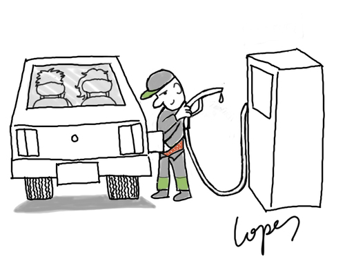 Cartoon: Biofuel Station (medium) by Lopes tagged biofuel,gas,station,car,fuel,urine
