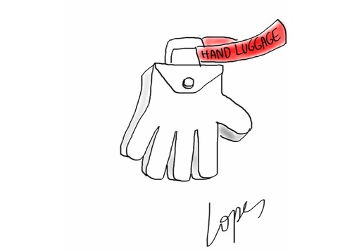 Cartoon: Hand Luggage (medium) by Lopes tagged hand,luggage,travel,airplane,trip,suitcase,bag,tourism,tourist