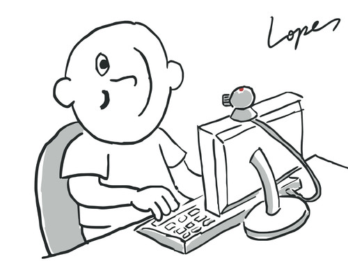Cartoon: Internet Smile (medium) by Lopes tagged computer,smiley,webcam,chat,message,internet,emoticon