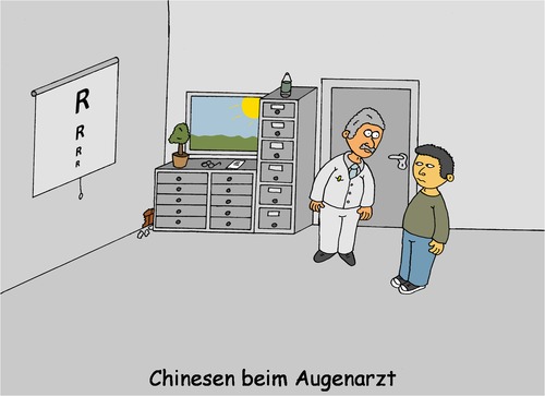 Cartoon: Augenarzt (medium) by MarkCartoons tagged chinese,sprachfehler,augenarzt,arzt,behandlung,sehen,sehtest,test