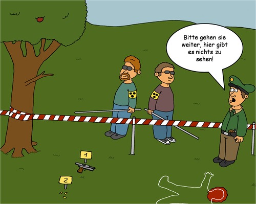 Cartoon: Tatort (medium) by MarkCartoons tagged tatort,sehen,blind,polizei,spurensuche,mord,krimi