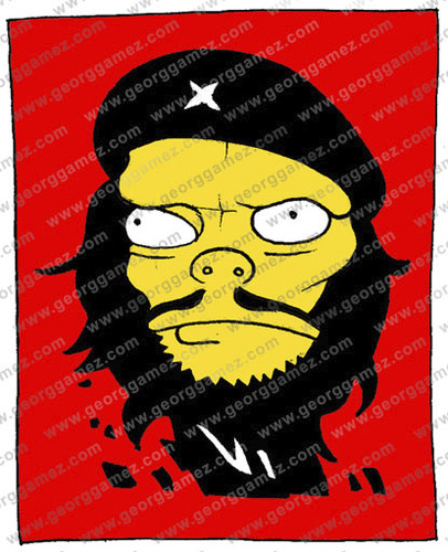 Cartoon: Che Guevara (medium) by gamez tagged che,guevara,red,black,yellow,white,four,square,one,two,three