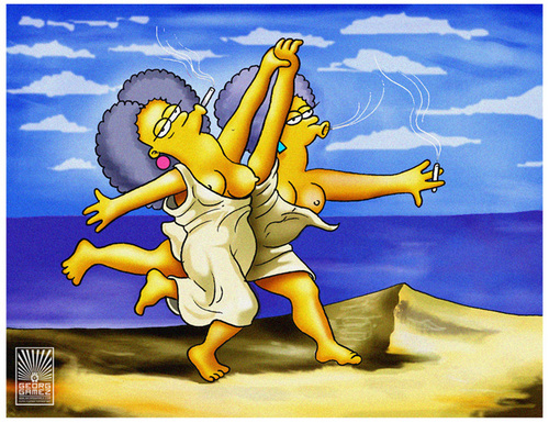 Cartoon: Women Running on the Beach (medium) by gamez tagged picasso,gamez,simpsons